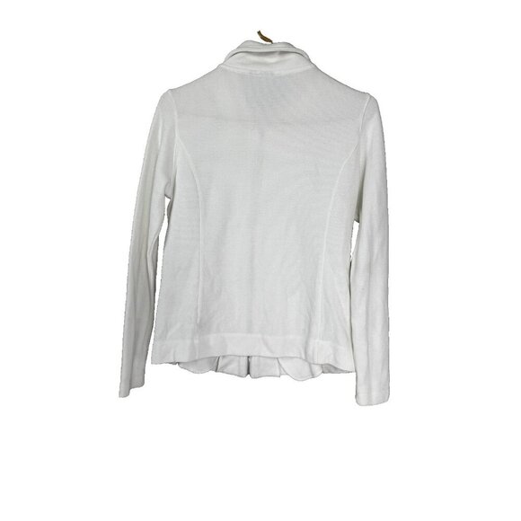 Nu Sport White Zip Up Y2K Style Fitted Jacket Cardigan M Minimalist Layer - Picture 2 of 11